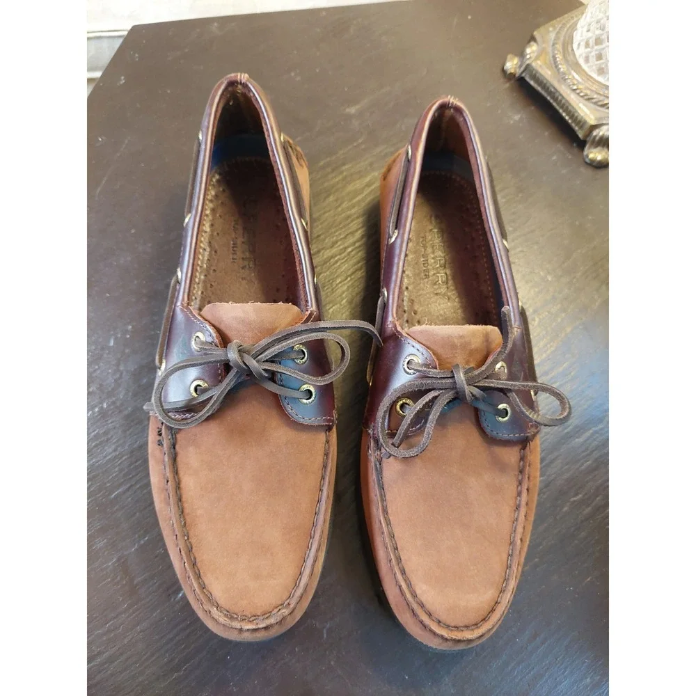 Sperry Mens Top Sider AO 2-Eye Moc Toe Boat Deck Shoes Brown Nubuck Sz 11.5 NEW!